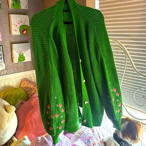 Green Mushroom Sweater/Cardigan 🍄🌿🩷